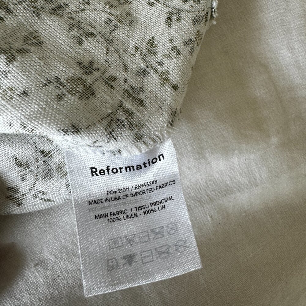 Reformation Desiree Green and White Floral (Ivy) Linen Dress, Size 0, NWT - Picture 7 of 7